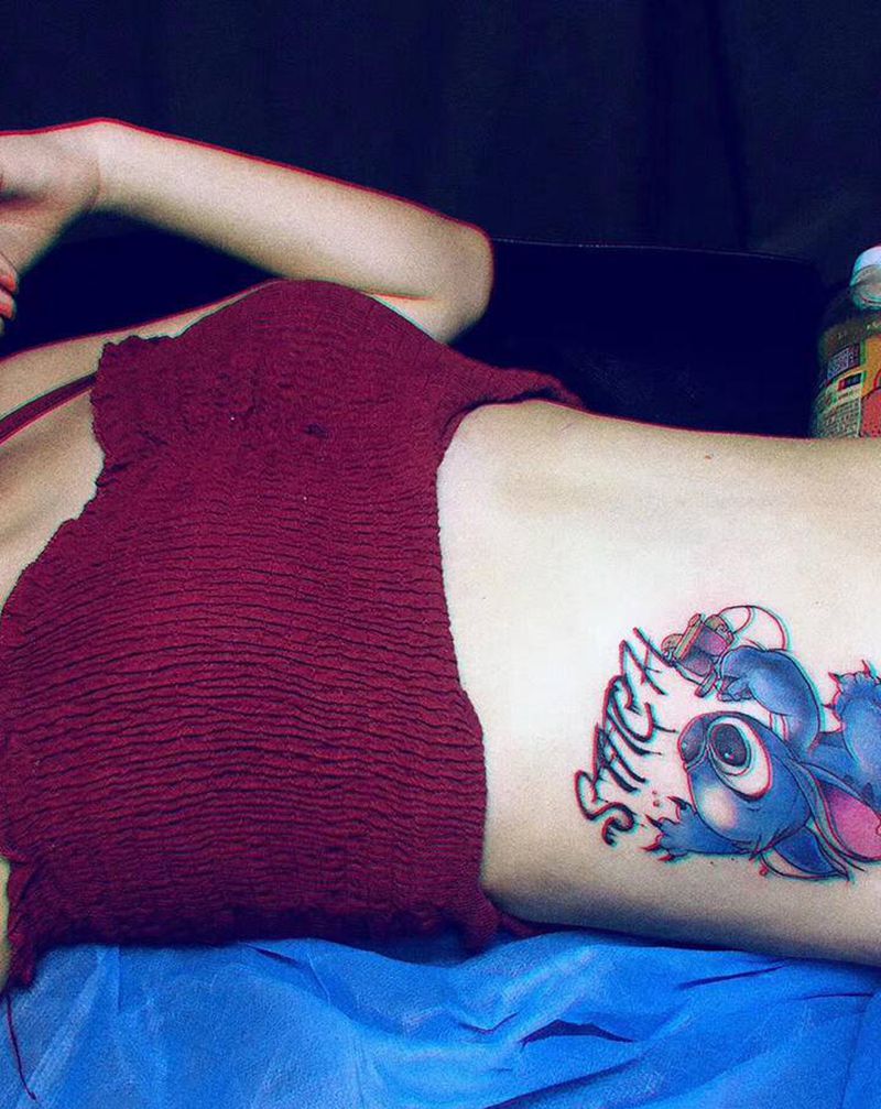 史迪仔纹身图片_欧美写实水彩纹身图案