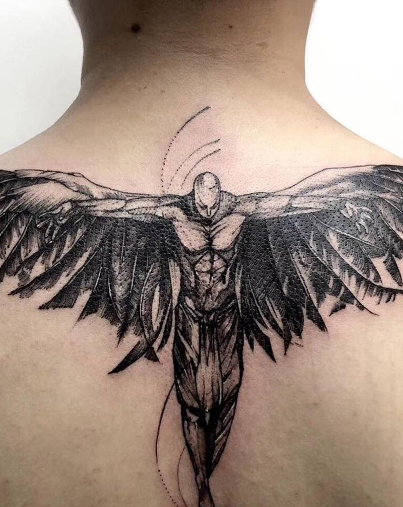 天使之翼纹身图片_背部纹身图案