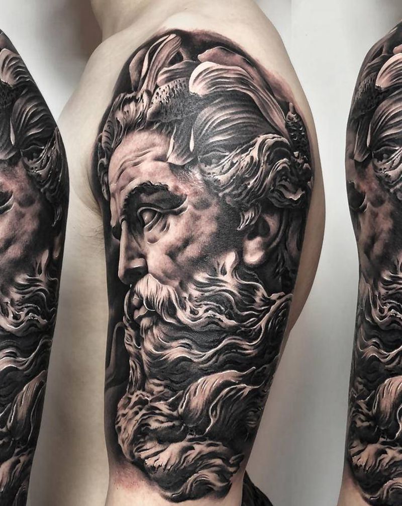 海神纹身图片_手部纹身图案
