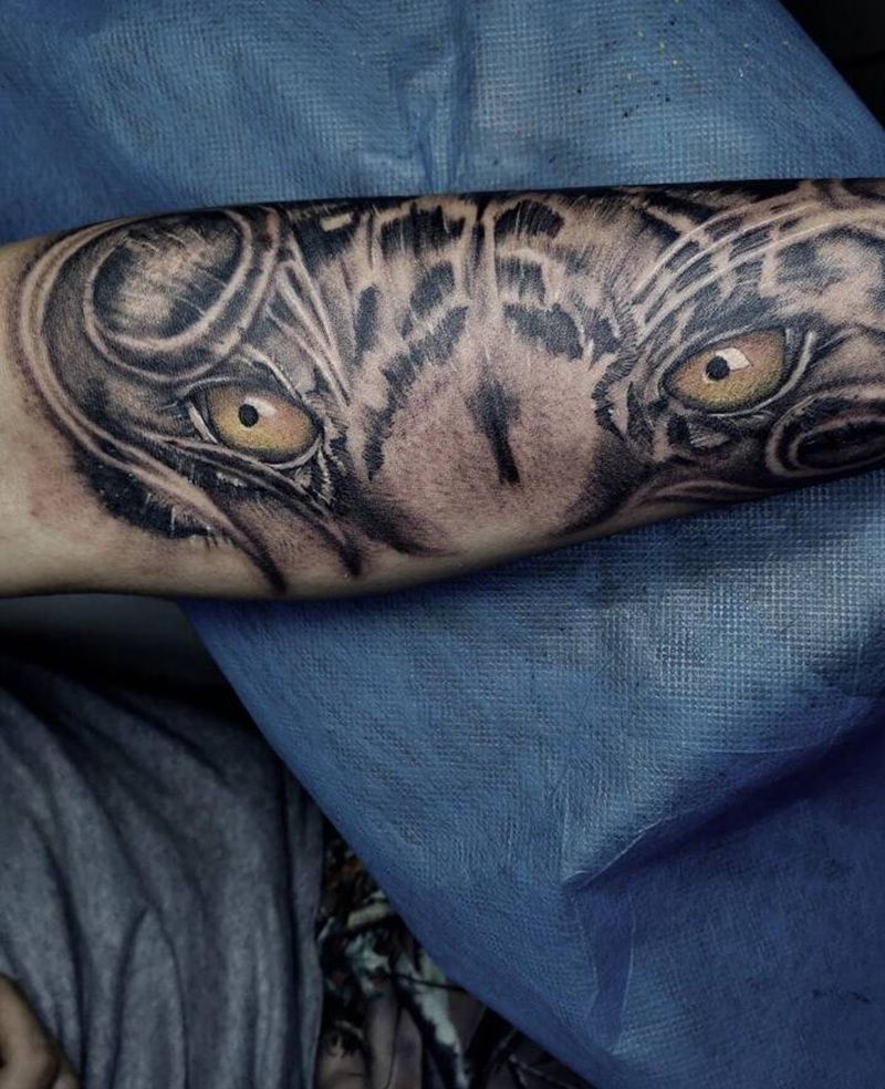 老虎纹身图片_欧美写实纹身图案