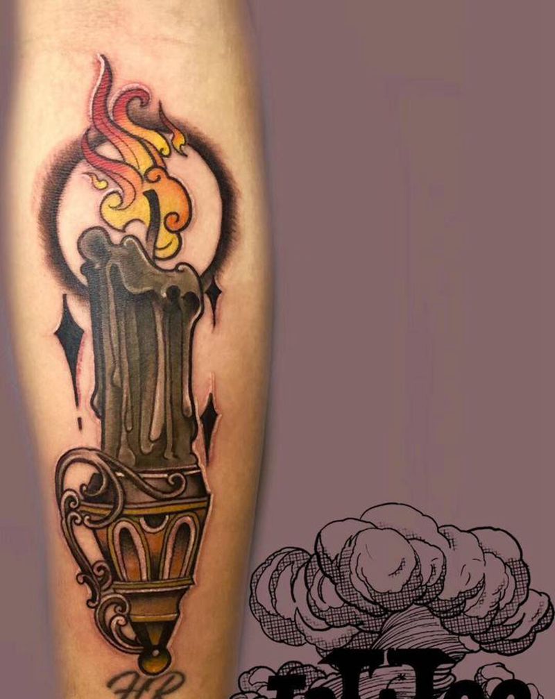烛光纹身图片_New School纹身图案