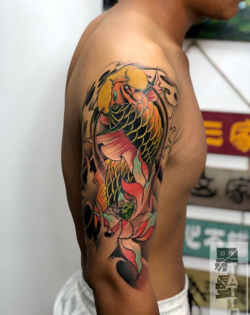 鲤鱼纹身图片_手臂纹身图案
