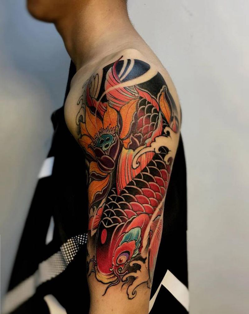 鲤鱼纹身图片_手臂纹身图案