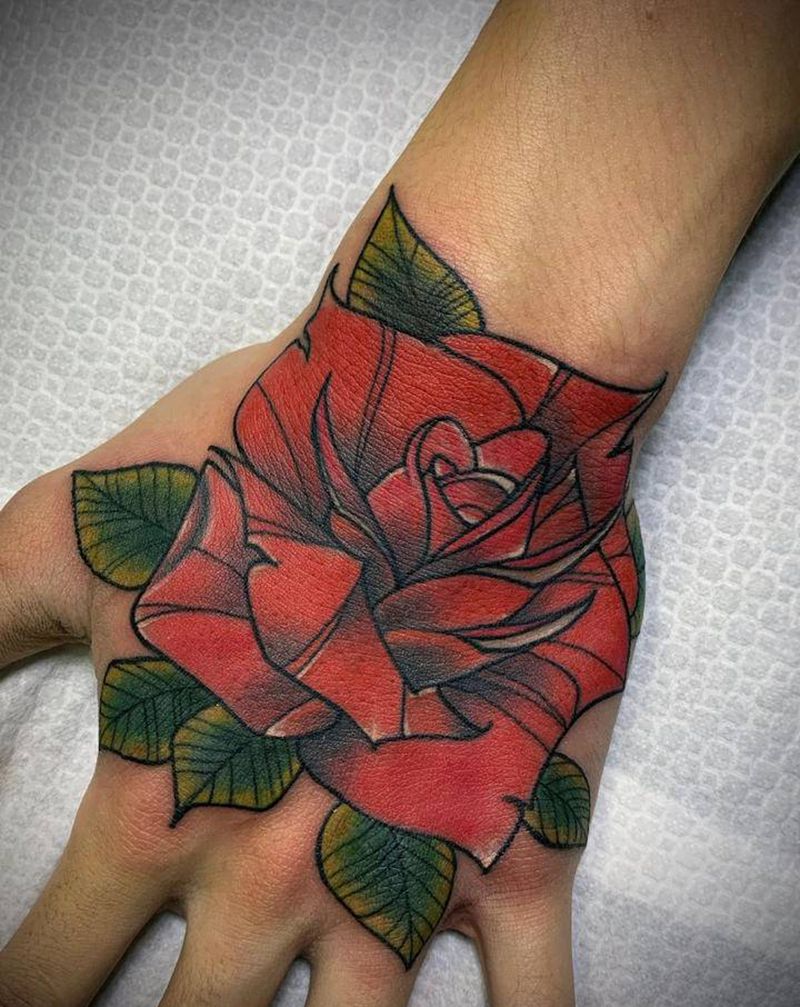 玫瑰纹身图片_手臂Old School纹身图案