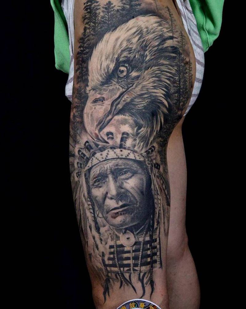 印度安人纹身图片_腿部纹身图案