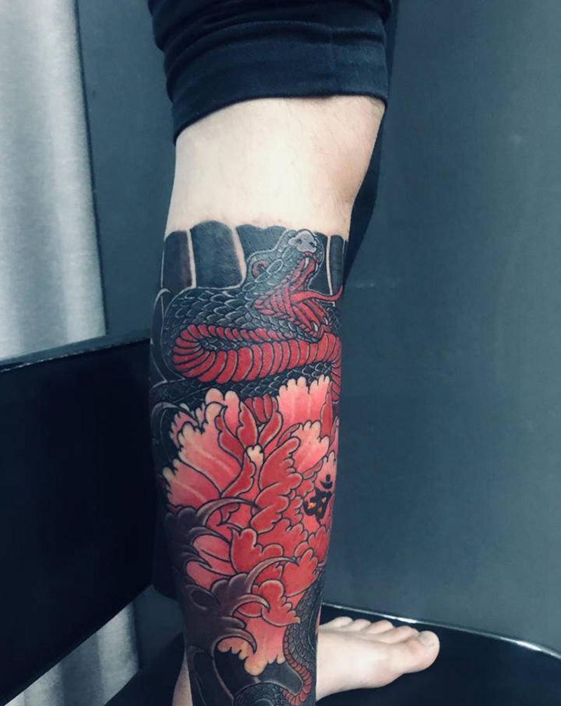 传统图包小腿纹身图片_脚部腿部老传统纹身图案