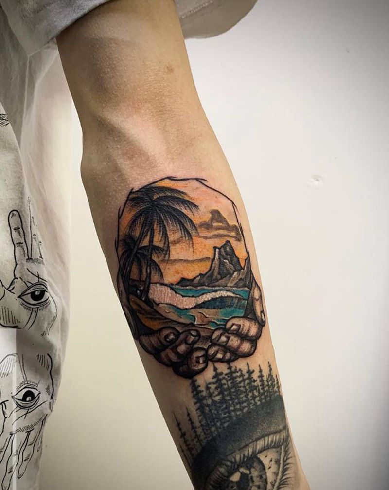 风景纹身图片_手臂纹身图案