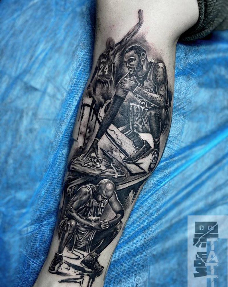 科比·布莱恩特纹身图片_腿部纹身图案