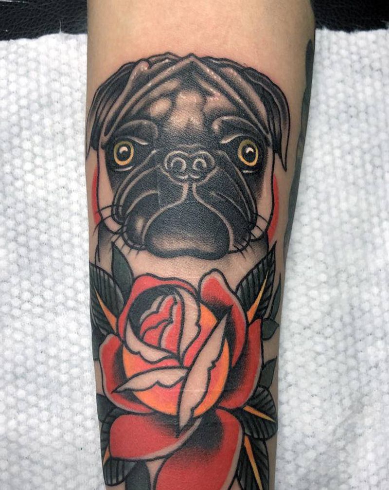 巴多狗纹身图片_手部纹身图案