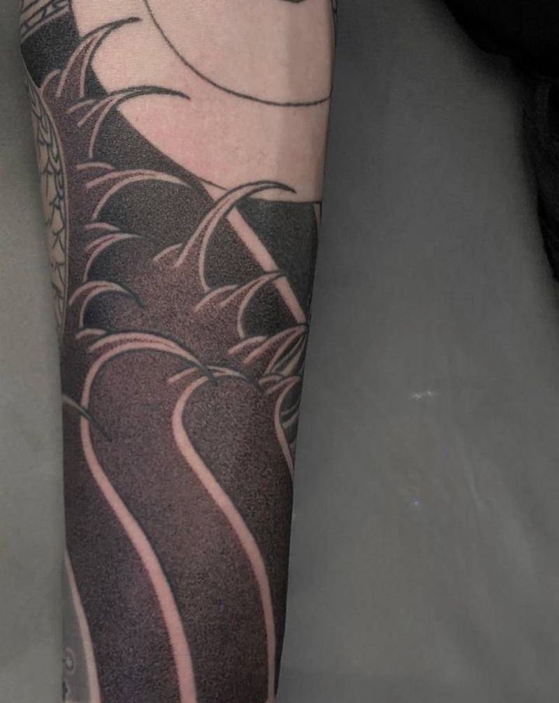 老传统花臂未完纹身图片_手臂老传统纹身图案