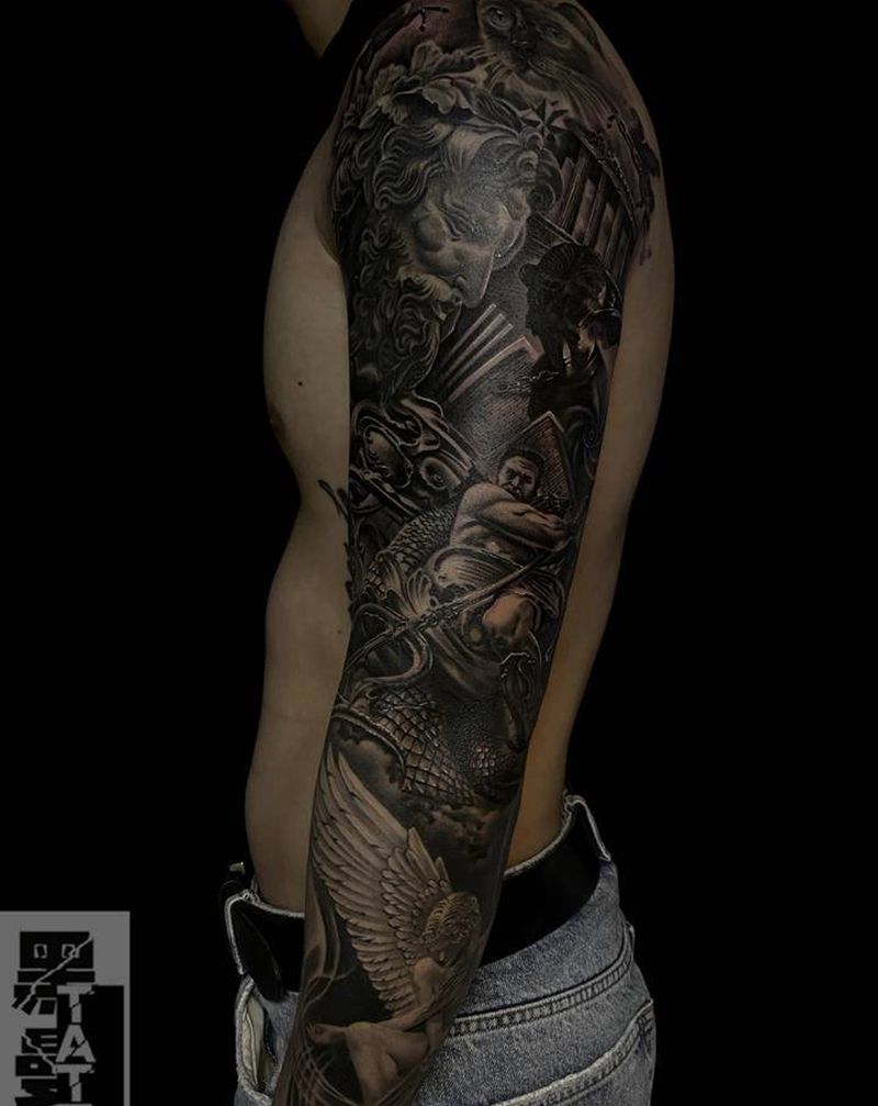 波塞冬纹身图片_手臂纹身图案