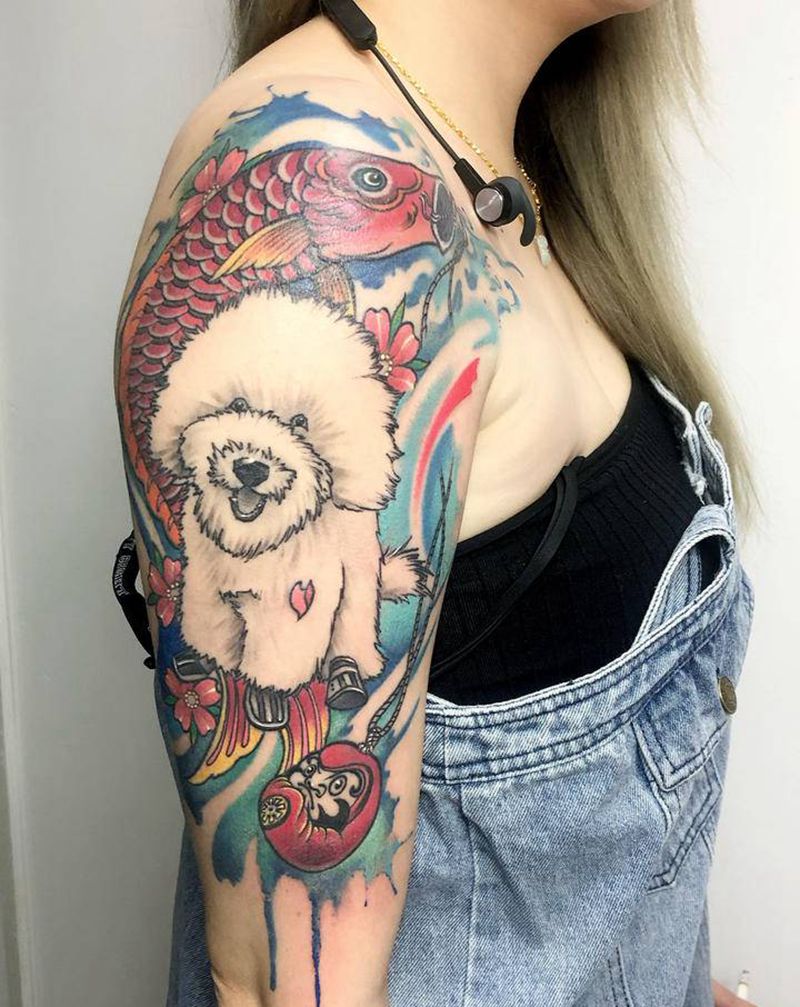 自家狗狗纹身图片_手臂纹身图案