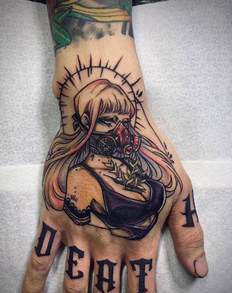 女郎纹身图片_手部纹身图案