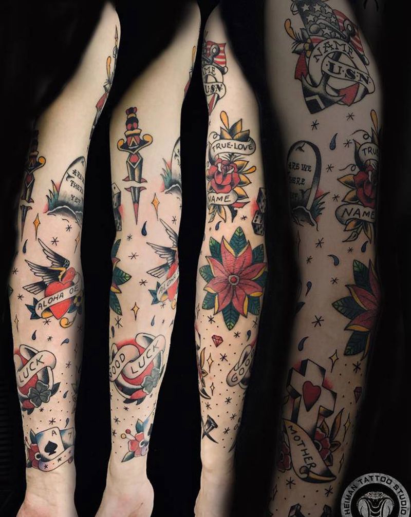 Old school纹身图片_手臂纹身图案