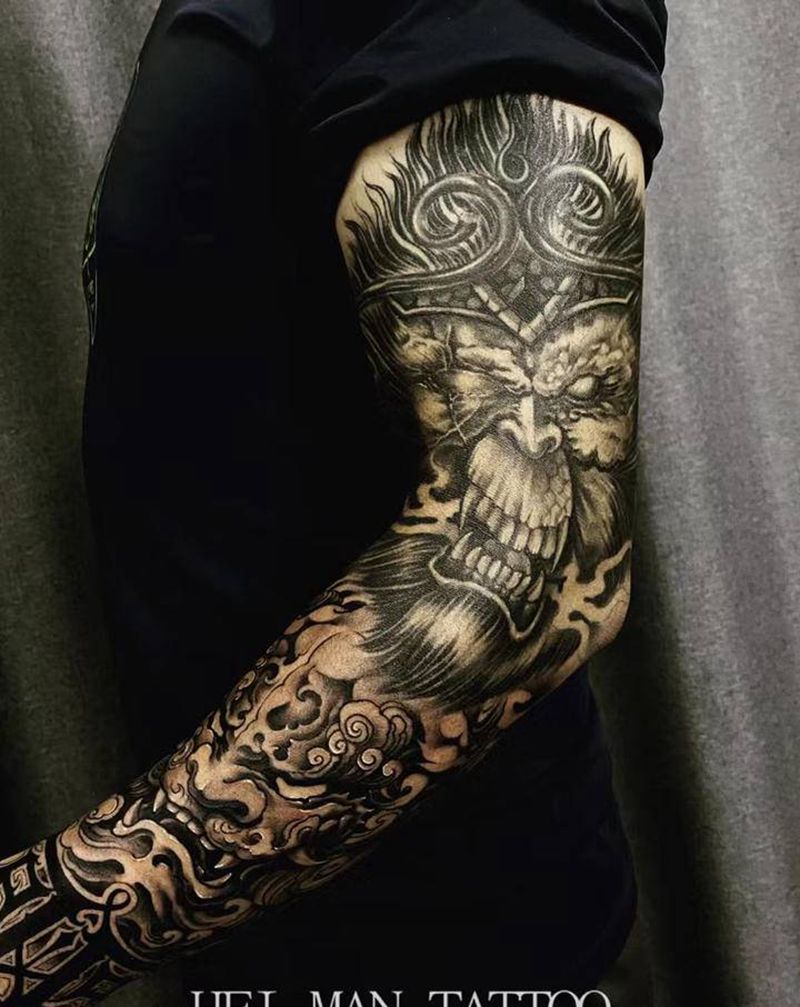 唐狮纹身图片_手臂纹身图案