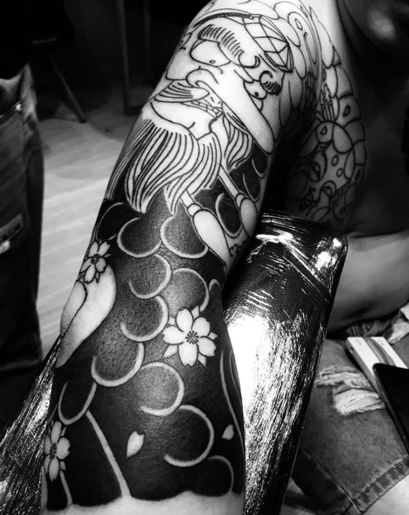 七分甲纹身图片_手臂手部老传统天狗纹身图案