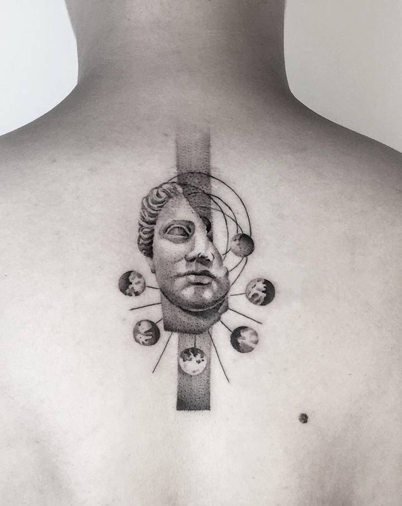 维纳斯纹身图片_背部欧美写实纹身图案