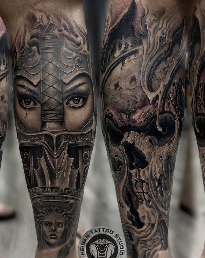 雅典娜纹身图片_脚部纹身图案