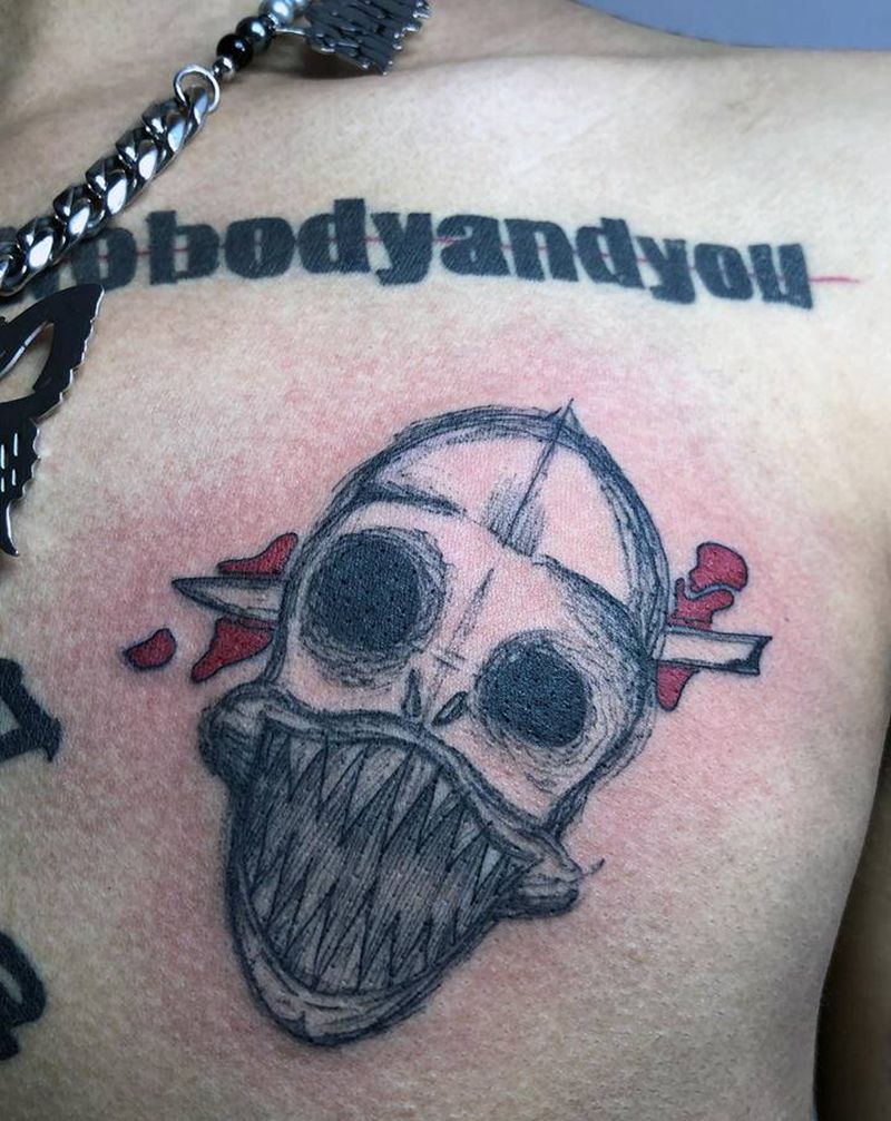 抽像纹身纹身图片_胸部纹身图案