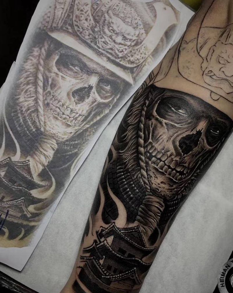 鬼武士纹身图片_手臂纹身图案