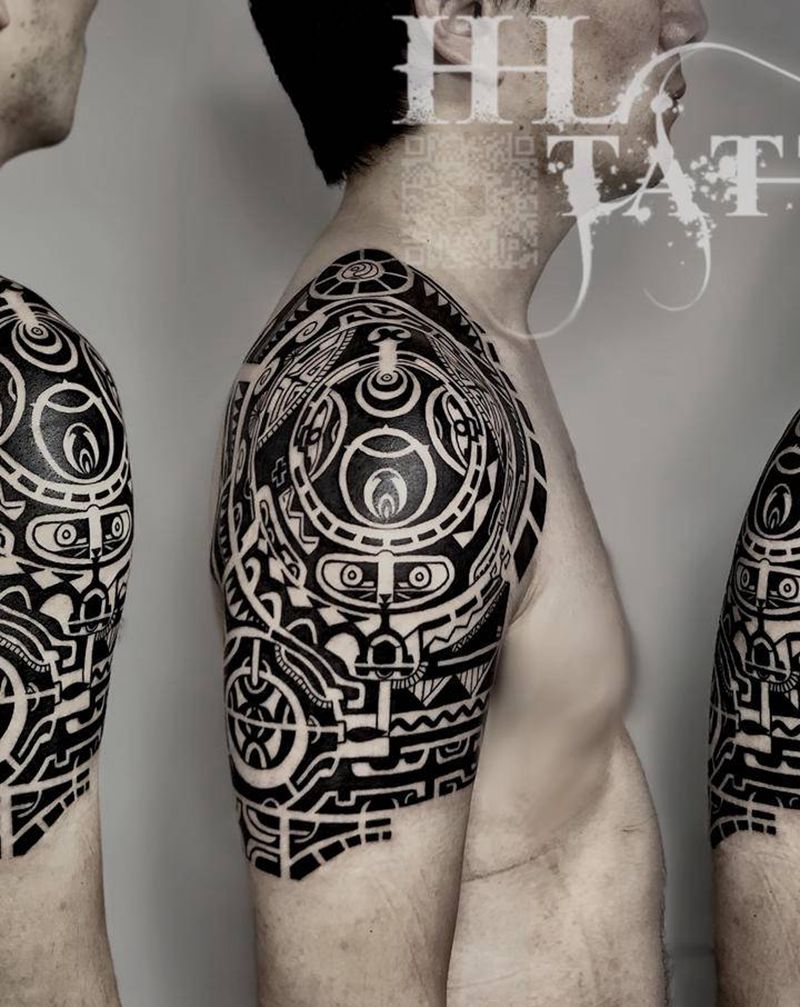 部落图腾纹身图片_手臂手部图腾几何强森部落图腾纹身图案