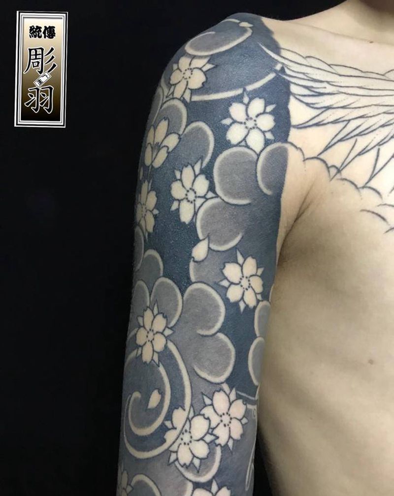 樱花臂纹身图片_手臂手部老传统老传统樱花臂樱花纹身图案
