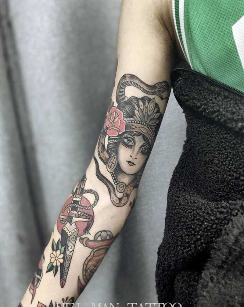 Old school花臂纹身图片_手臂纹身图案