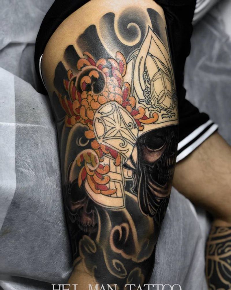 老传统局部纹身图片_腿部纹身图案