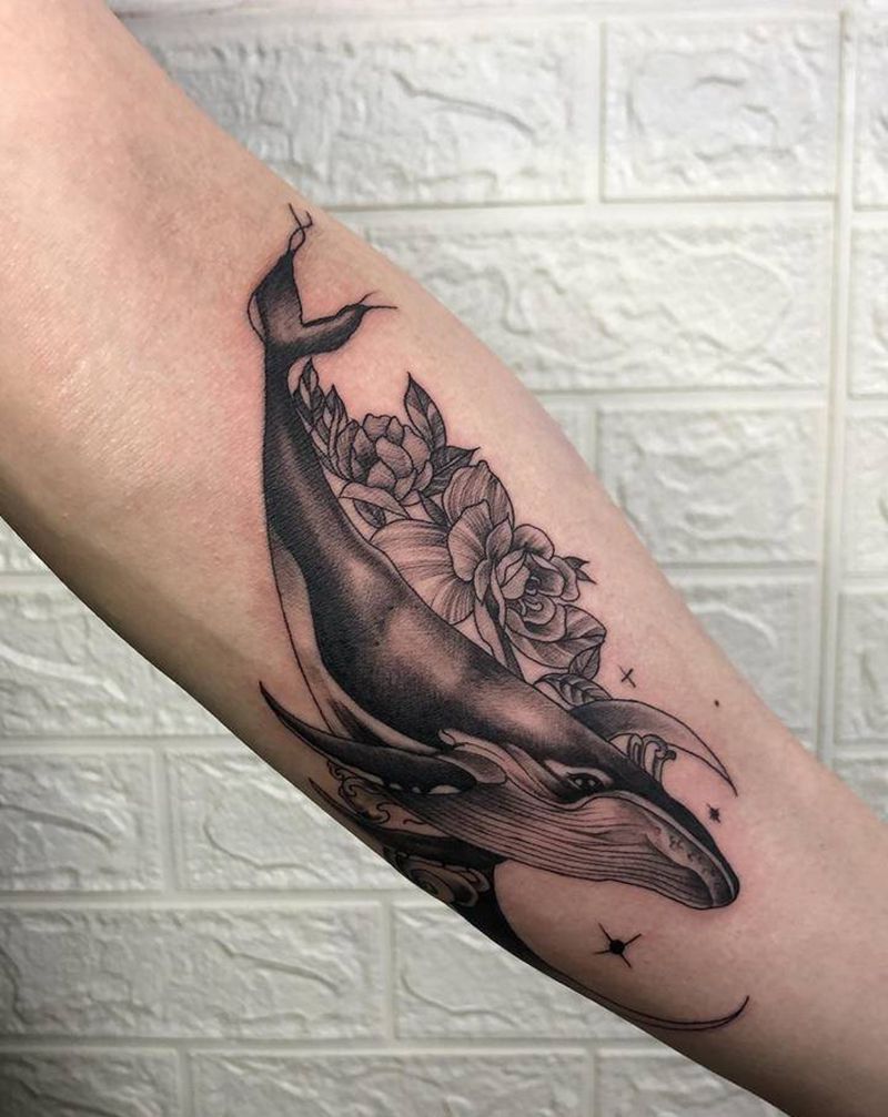 鲸鱼纹身图片_手臂手部纹身图案