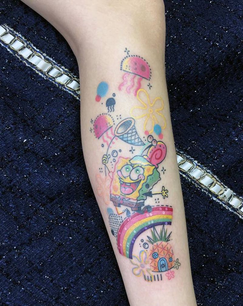 海绵宝吧 熊纹身图片_腿部手部纹身图案