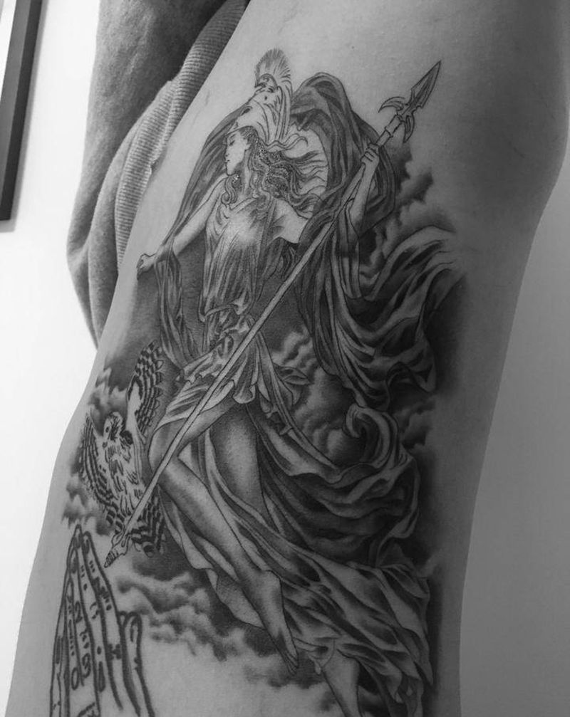 胜利女神（未完）纹身图片_腰部纹身图案