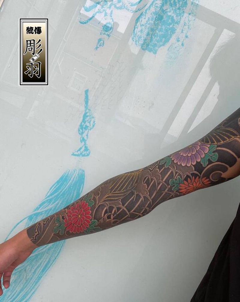 恢复后纹身图片_手臂手部老传统老传统花臂鱼纹身图案