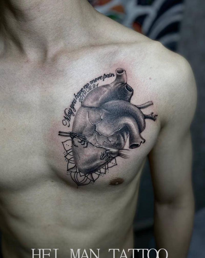 心脏【纪念】纹身图片_胸部纹身图案