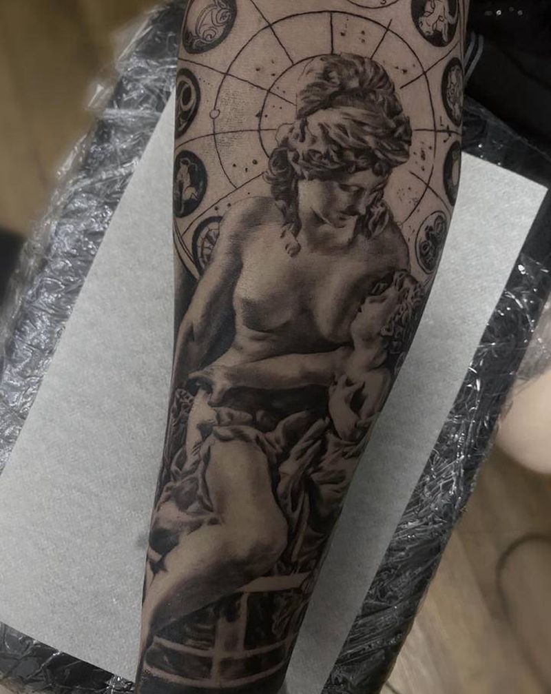 圣母像纹身图片_手臂欧美写实宗教纹身图案