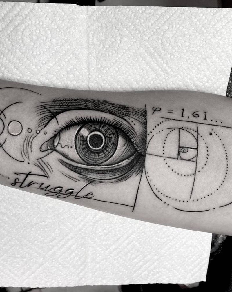 小清新图纹身图片_手臂几何眼睛几何小清新纹身图案