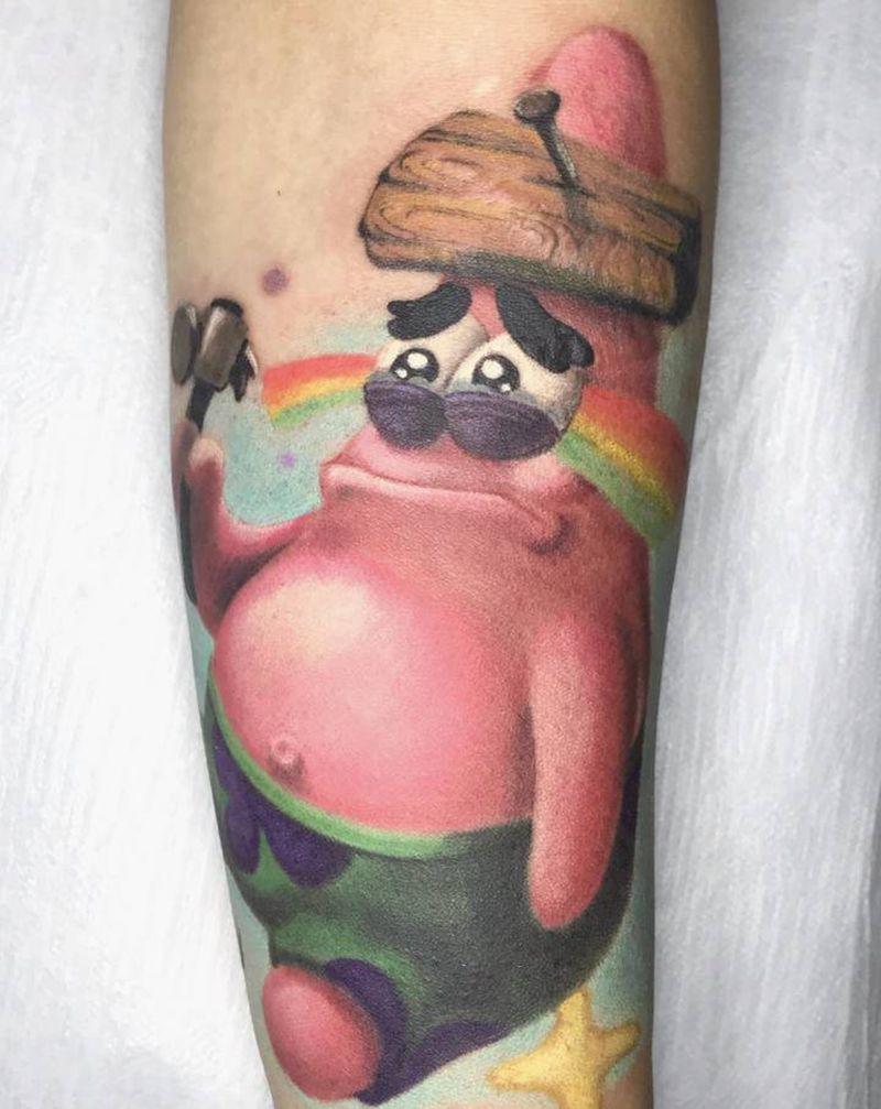 派大星纹身图片_欧美写实纹身图案