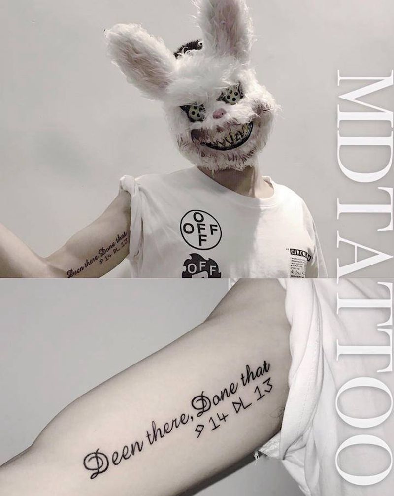 英文加日期纹身图片_手部手臂几何纹身图案