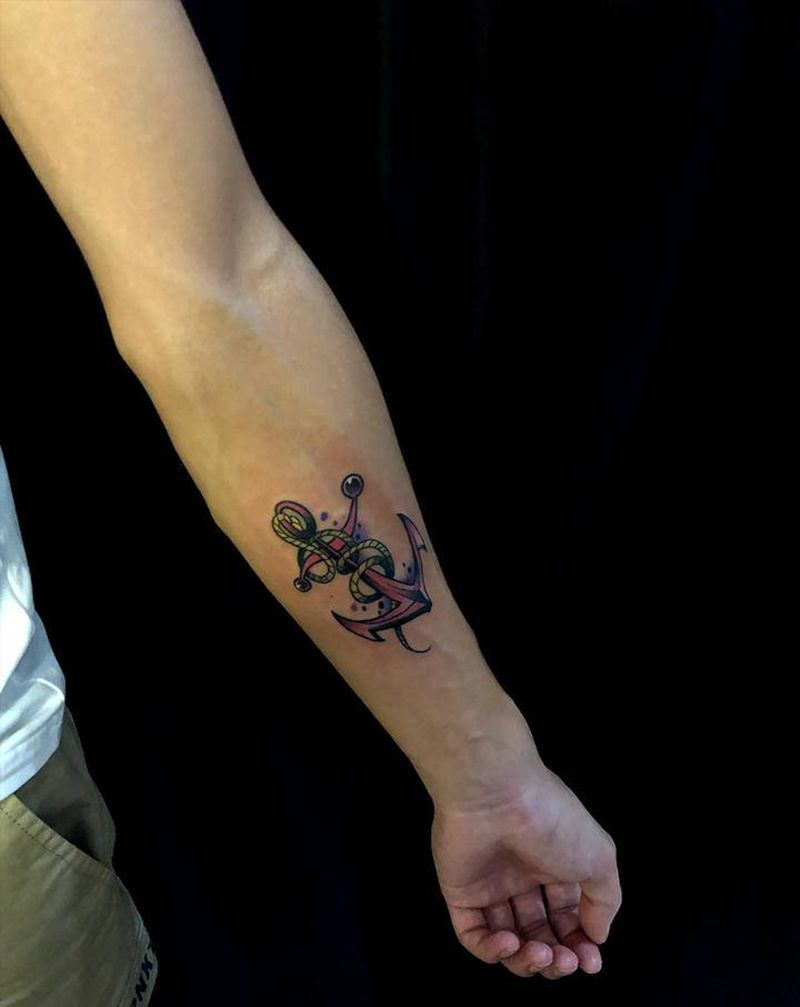 船锚纹身图片_手臂Old School纹身图案