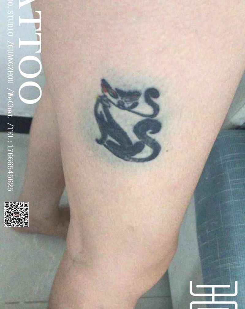 佛盖图纹身图片_腿部欧美写实纹身图案