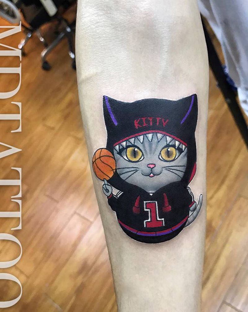 小猫纹身图片_手部手臂New School纹身图案