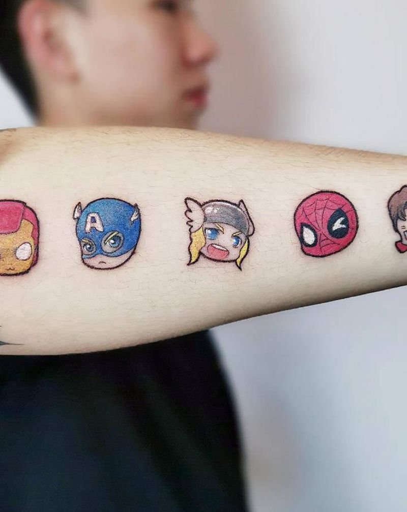 漫威 复联 Q版头像纹身图片_手臂纹身图案