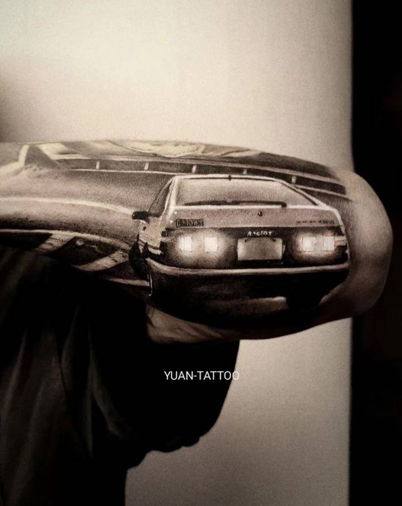 AE86纹身图片_手臂欧美写实纹身图案