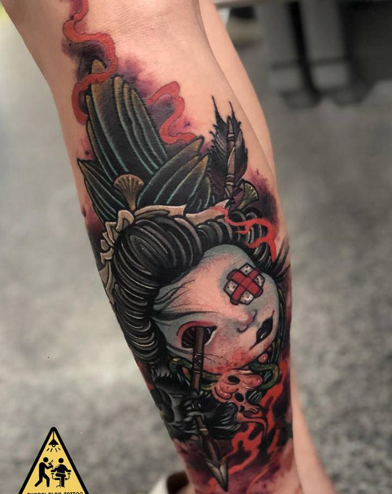 木空纹身图片_腿部纹身图案