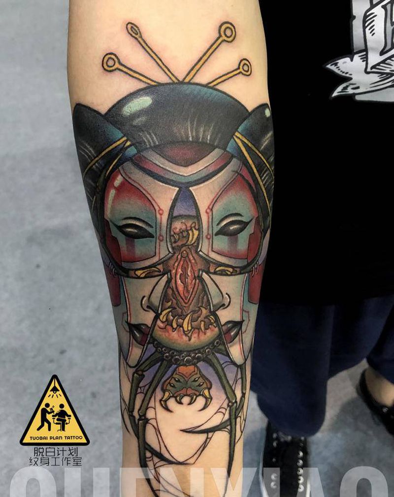 壳蛛纹身图片_手臂纹身图案