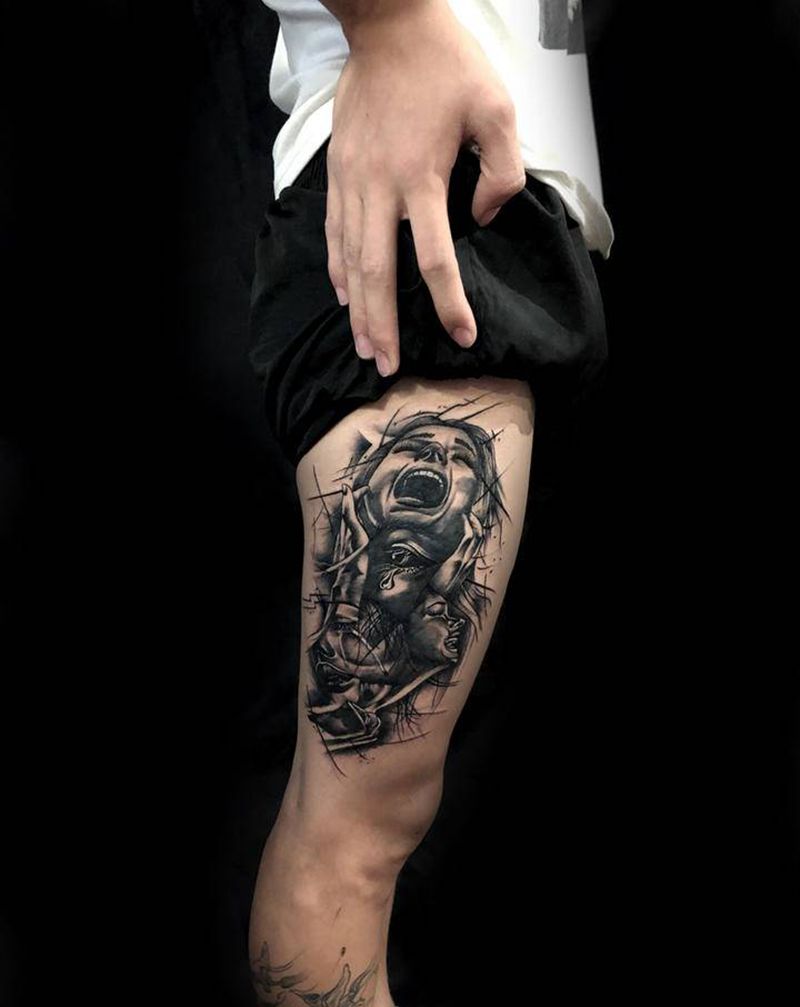 写实人物纹身图片_脚部欧美写实纹身图案