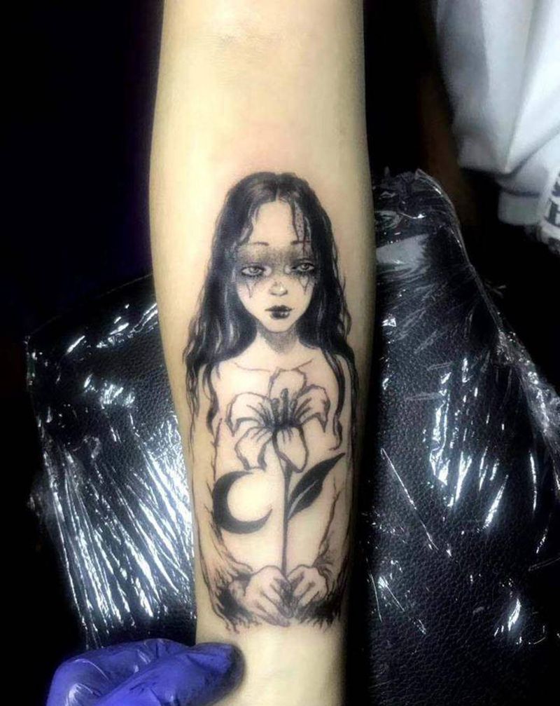 小丑女纹身图片_手臂纹身图案
