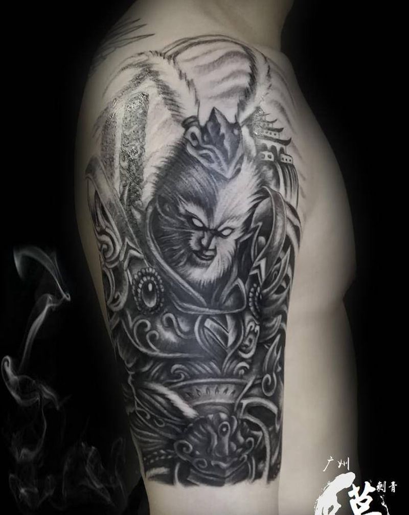 悟空纹身图片_手臂手部新传统欧美写实纹身图案