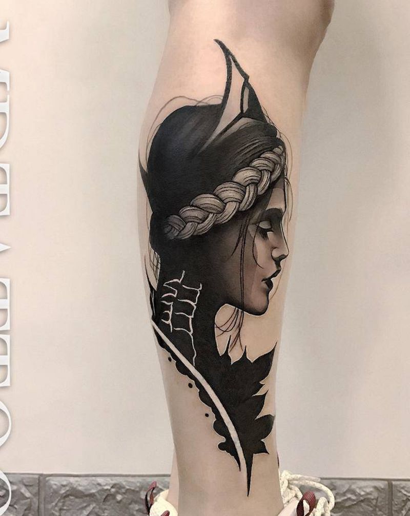 暗黑系人物纹身图片_脚部腿部欧美写实欧美人物人物暗黑系纹身图案