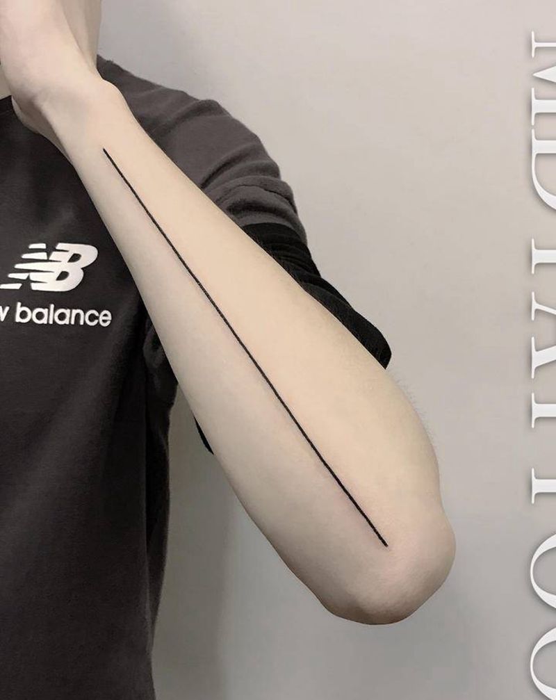 直线纹身图片_手部手臂几何直线线条生命线纹身图案