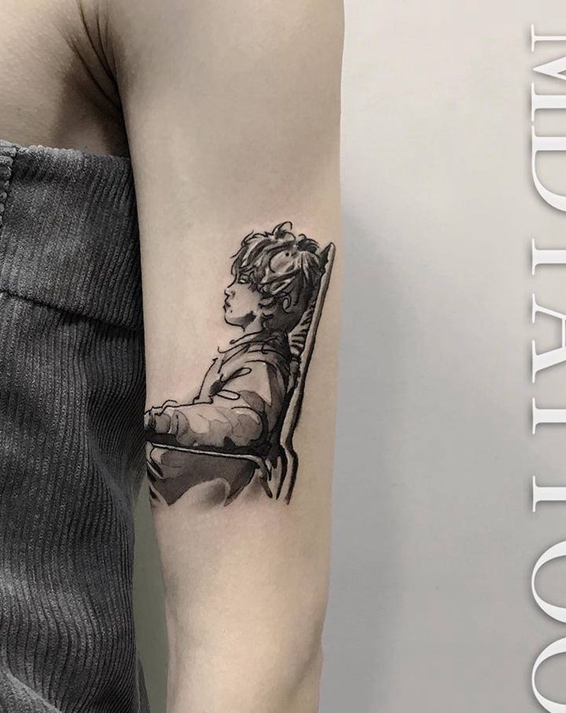 男孩纹身图片_手部手臂水墨几何人物纹身图案